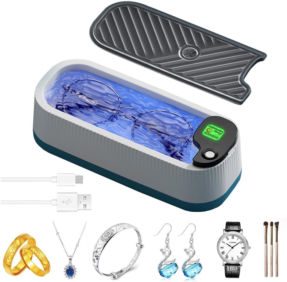 SnelShoppen - Professionele Ultrasone Sieraden Cleaner - Ultrasonische Reinigingsmachine voor Sieraden, Brillen, Ringen, Zilverwerk, Kettingen en Horl