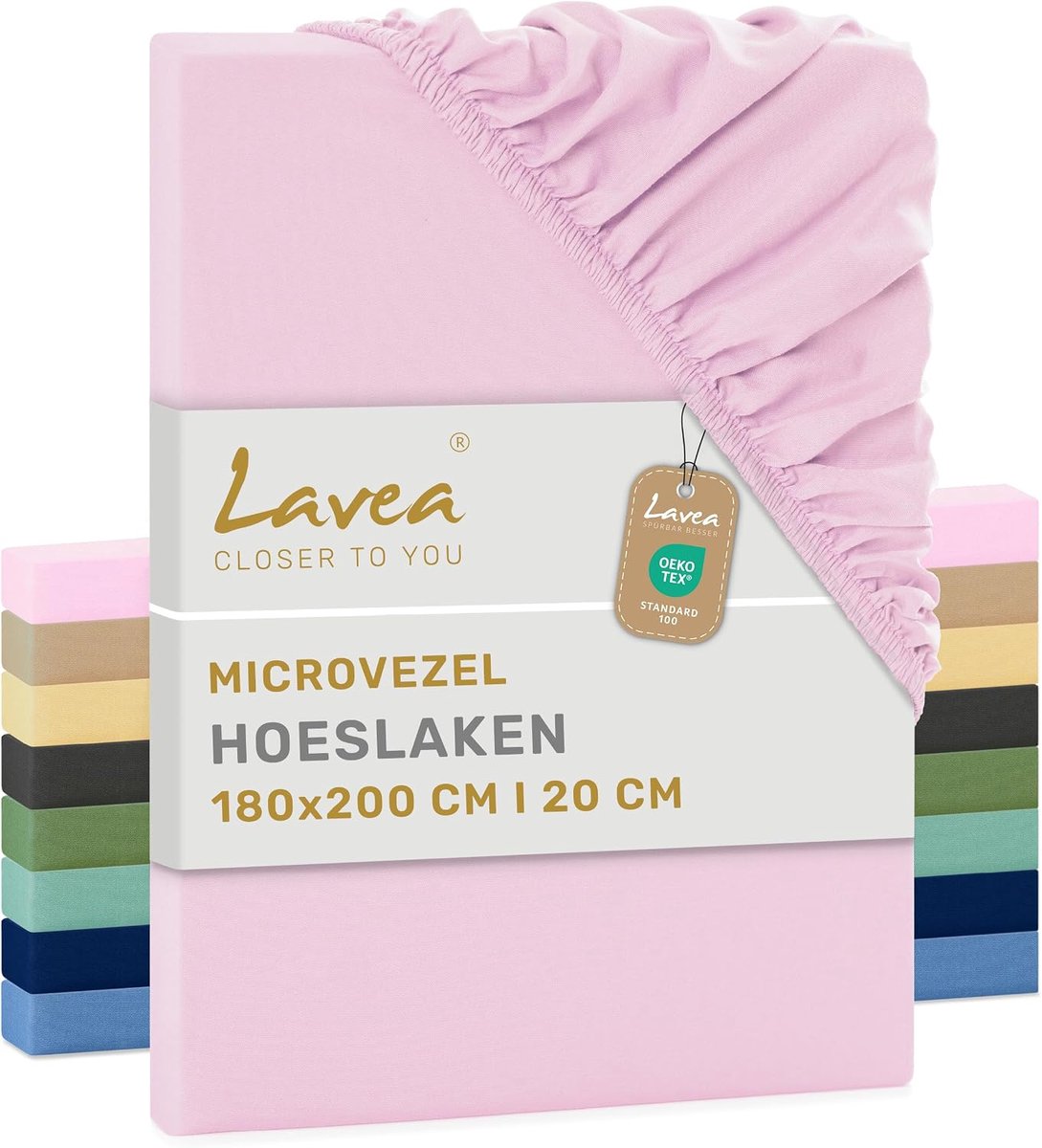 SnelShoppen - Fitted sheet 180x200 cm – Zacht en ademend microvezel – Voor matrassen tot 35 cm – Met rondom elastiek – Oeko-Tex gecertificeerd – Roze