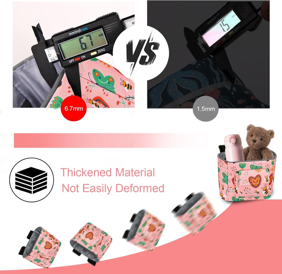 SnelShoppen - Handlebar Bag voor Kinderen - Fietsmand met Reflecterende Strepen - Ruimte voor Sleutels en Munten - Leuke Modellen voor Scooter en Fiet