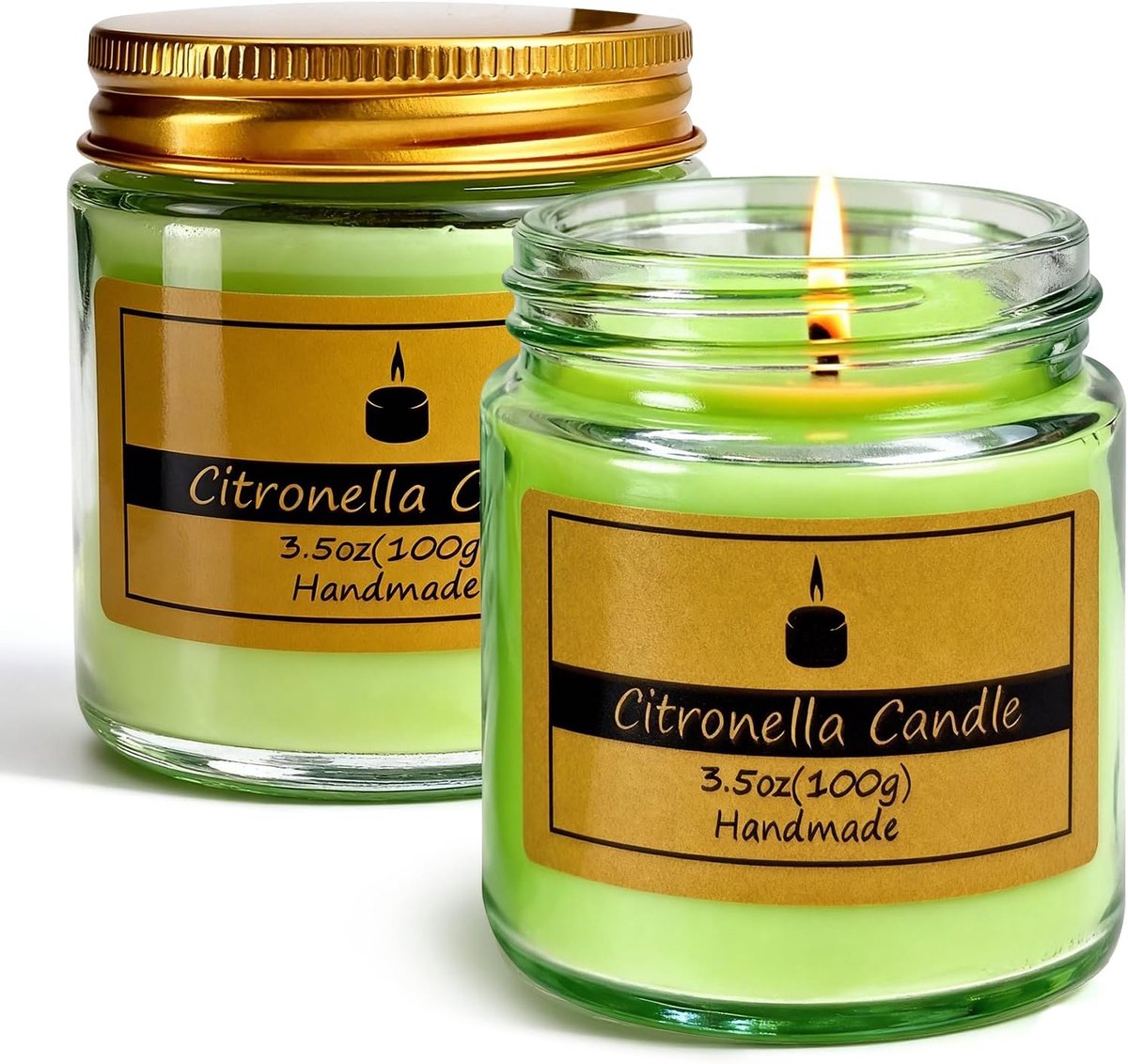 SnelShoppen - Citronella Kaarsen Buiten - Lemongrass Geur - Natuurlijke Sojawas - Glas - Langdurige Brandduur - 25 Uur - Tuin, Camping, Picnics, Zomer