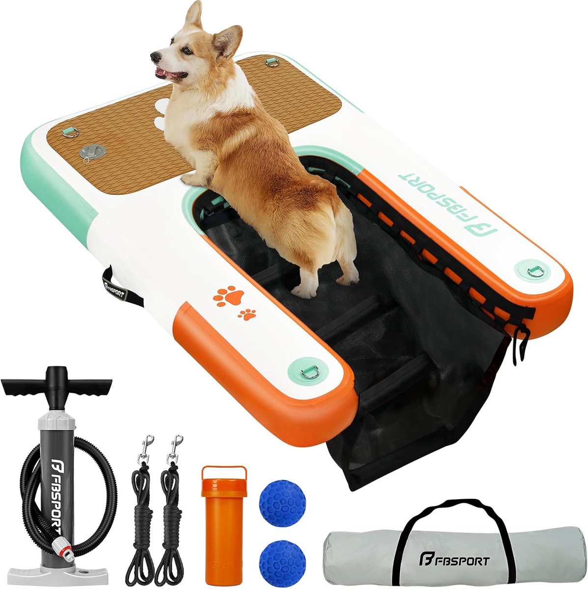 SnelShoppen - Opblaasbare hondenhelling voor veilige toegang tot water, antislip EVA drijvende ladder voor zwembaden, boten en meren, ondersteunt hond