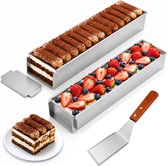 Vitasa Tiramisu Bakvorm Met Deksel - Rechthoekige Cakevorm 41,5 cm - Afneembare Zijpaneel - Aluminium - Incl spatel en deksel