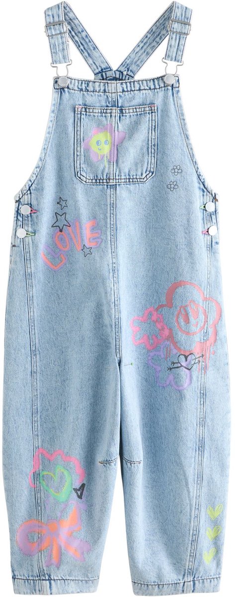Next - Meisjes - Denim tuinbroek - Blauw