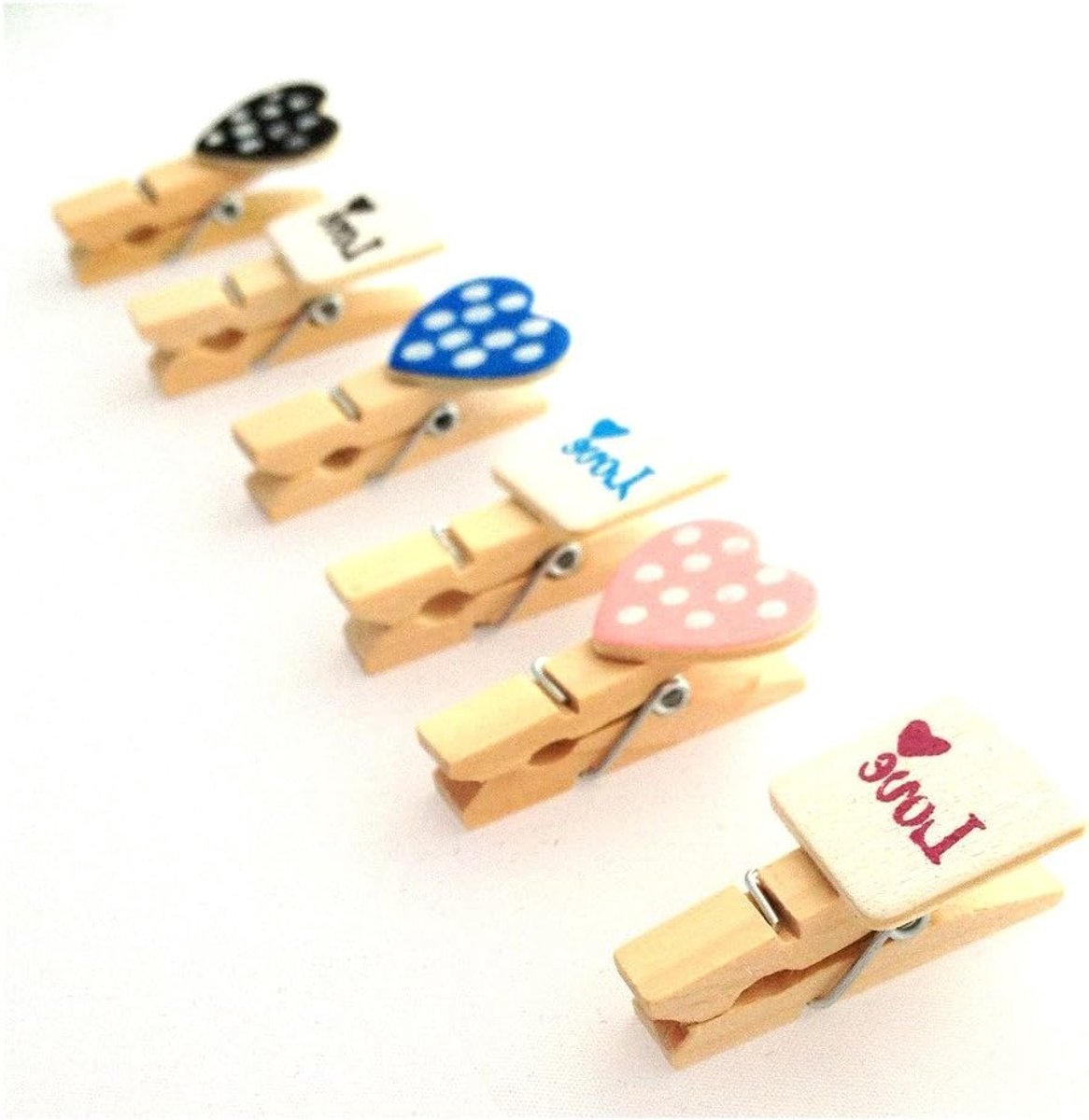 Mini Kledinghangers van Hout met Liefde en Hartjes, Inclusief 2.4 m Jute Touw voor Creatieve Projecten en Decoratie