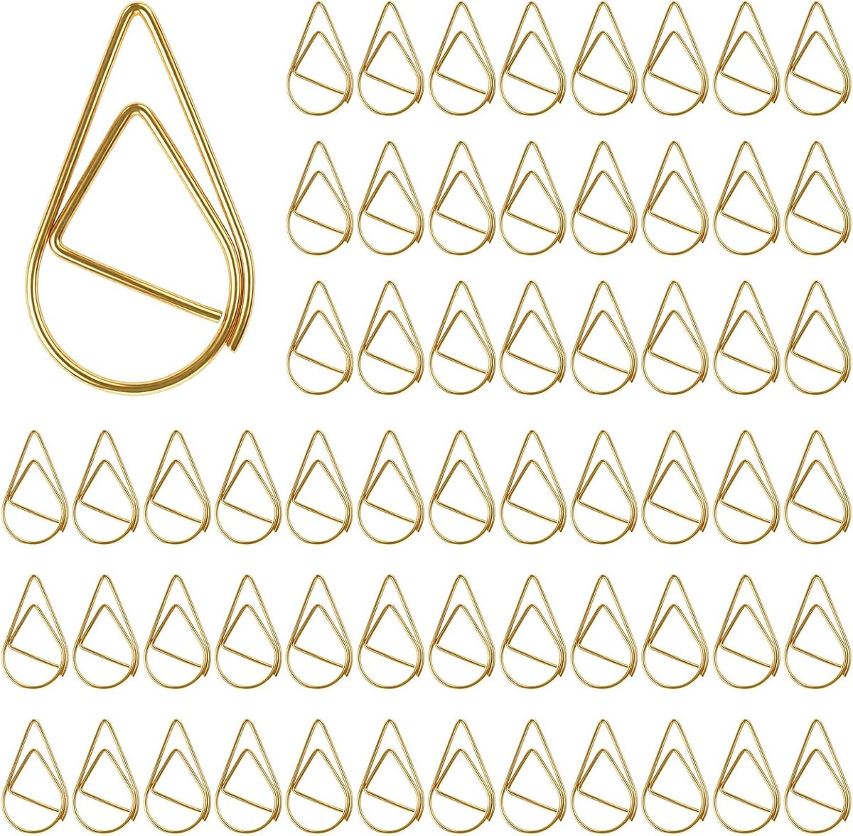 SnelShoppen - 100 stuks kleine gouden paperclips, waterdruppel paperclips voor bladwijzers, foto’s, schattige decoratieve kantooraccessoires, perfect