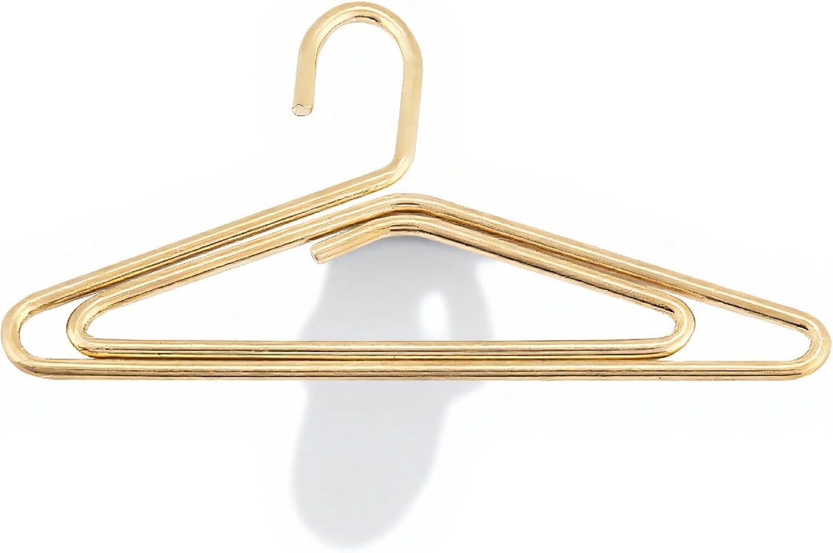 SnelShoppen - 12 Stuks Paper Clips - Unieke Hanger Vorm - Hoogwaardige RVS Paperclips - Gouden Set - Document Organizer - Perfect voor Kantoor en Thui