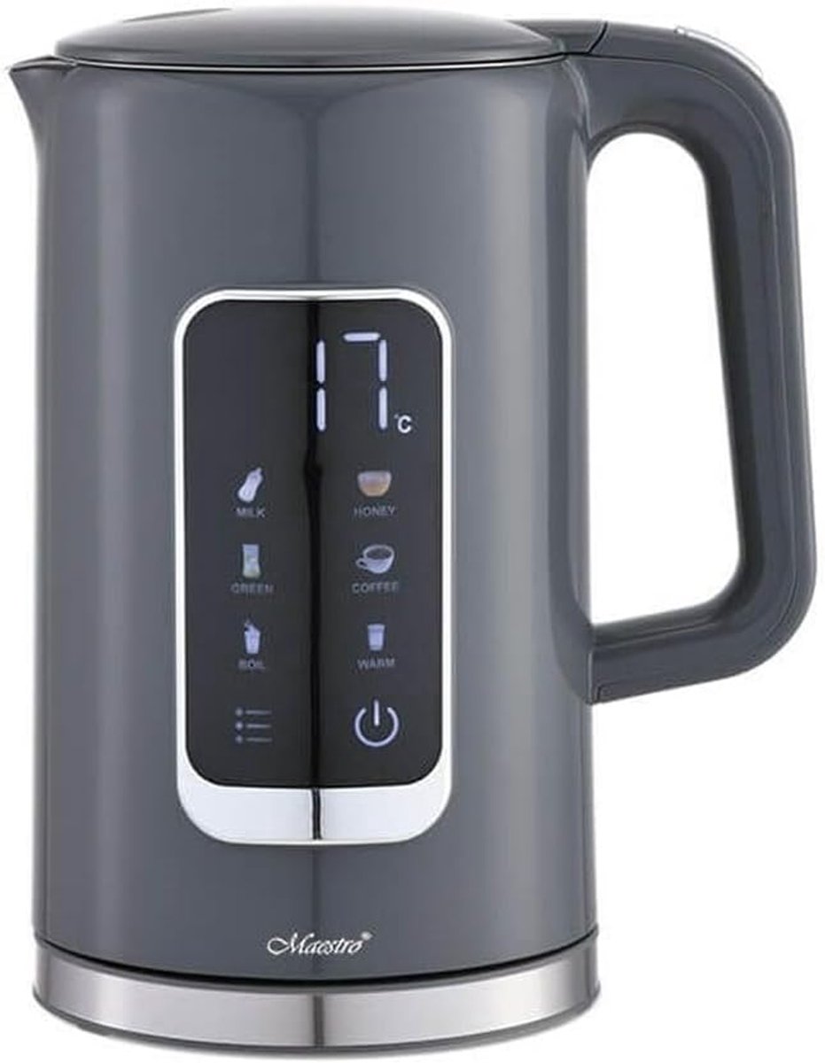 SnelShoppen - Elektrische Waterkoker MR-024, 1.7L, 1850-2200W, Zwart/Grijs, Snelle Kooktijd, Ideaal voor Keuken en Camping