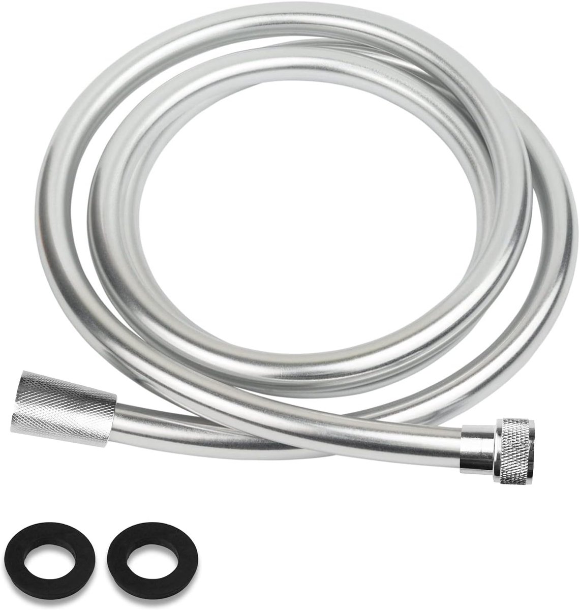 SnelShoppen - Douche slang 1.5m, Kinkvrije PVC zilver douchekop slang, 1/2 inch messing aansluiting, Explosiebestendig, Corrosiebestendig, Doucheacces