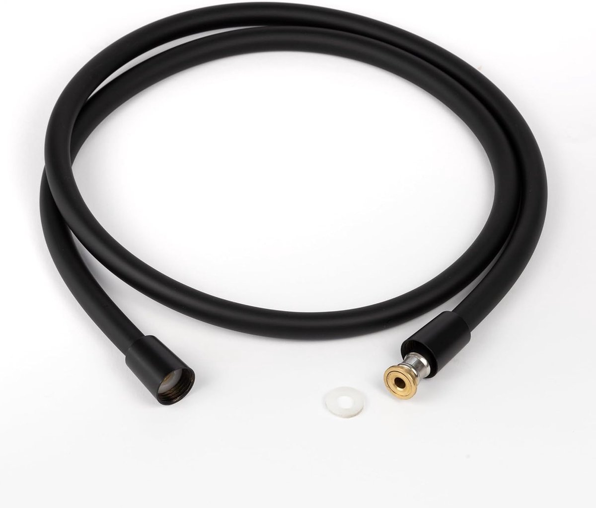 SnelShoppen - PVC Douche Slang 1.5m Anti-Twist Messing Aansluitingen - Universele Vervanging, Flexibel, Kink- en Lekbestendig (Zwart)