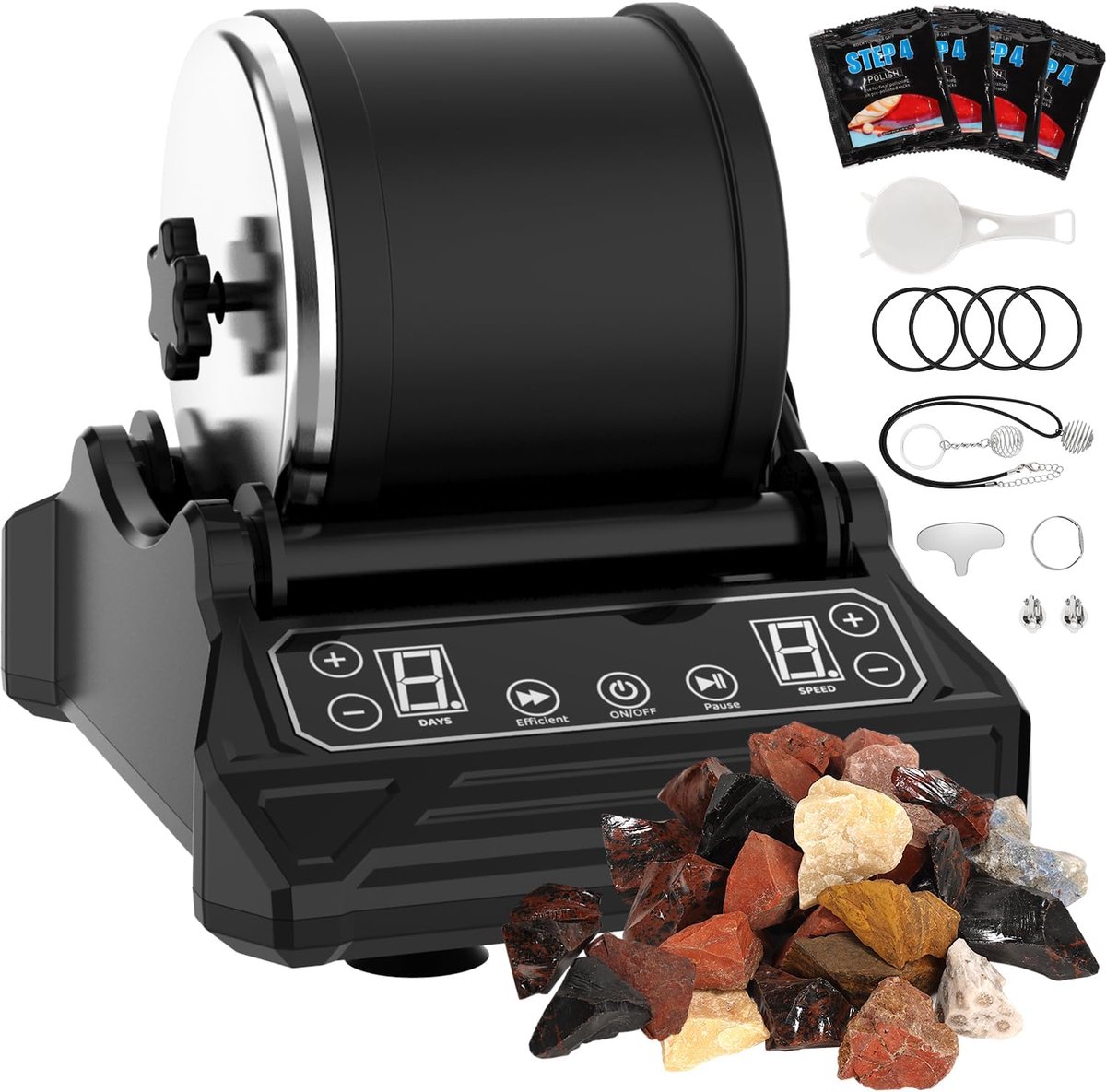 SnelShoppen - Rock Tumbler Kit Steentjes Polijstset met 9 Dagen Timer en 9 Snelheden, Compleet Steen Slijpmachine, DIY Gereedschap voor Creatieve Make