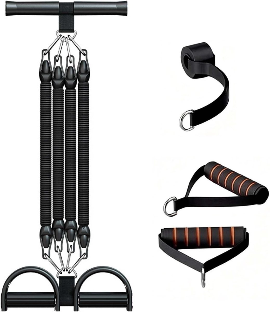 SnelShoppen - Weerstandsbandset met rubberen handgrepen en voetpedaal | Sit-up-trainingsapparaat met deuranker, fitness-expander voor thuis, spiertrai