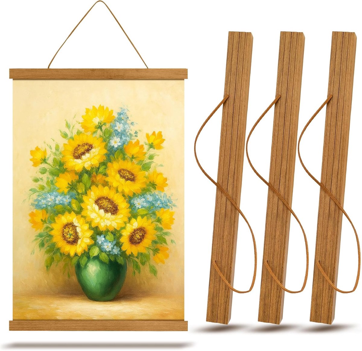 SnelShoppen - 3 Magnetische Poster Hangers 31cm, Houten A3 30x40cm Raam – Muurvriendelijke Magnetische Poster Bevestiging voor Posters, Foto's, Prints