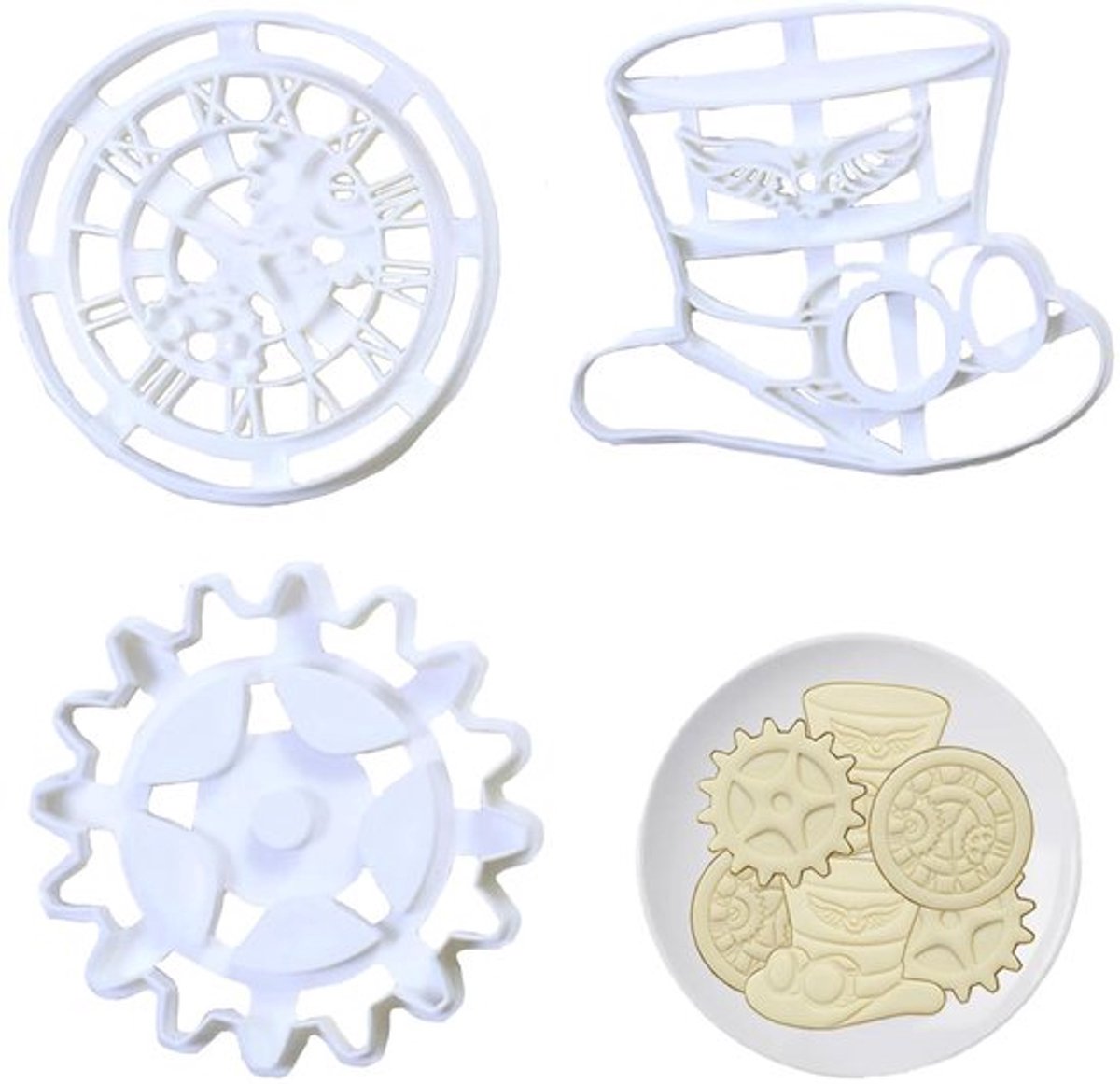Koekjesstempel 3 Stuks - Uitsteekvormen Taarten - 3D Kerstkoekjesvorm - Fondant Mold - Kinderverjaardag - Milieuvriendelijk Materiaal - Uitsteekvorm