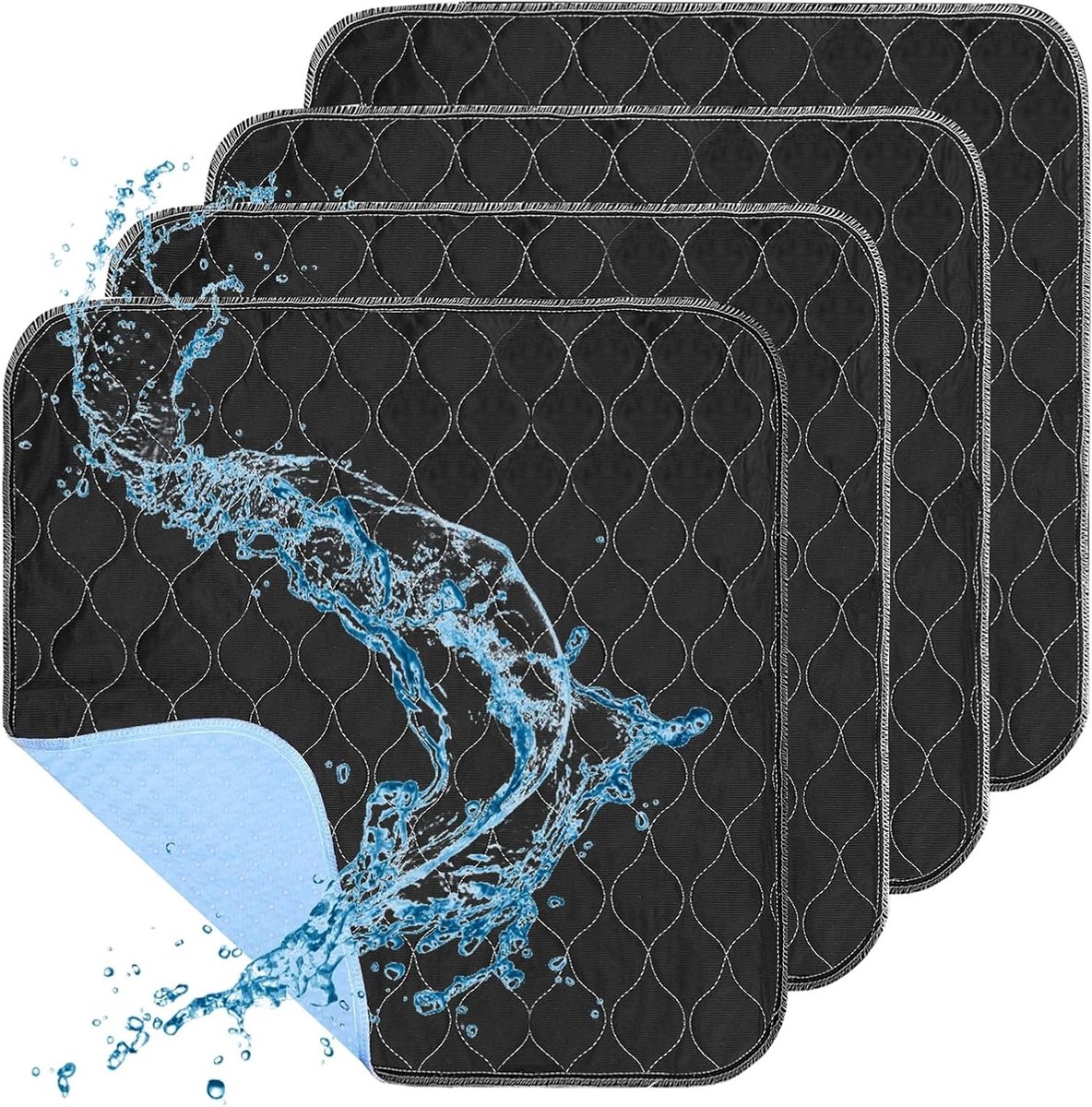 Set van 4 Wasbare Incontinentie Stoelkussens 50 x 50 cm - Waterdicht en Absorberend Kussen voor Rolstoel en Auto