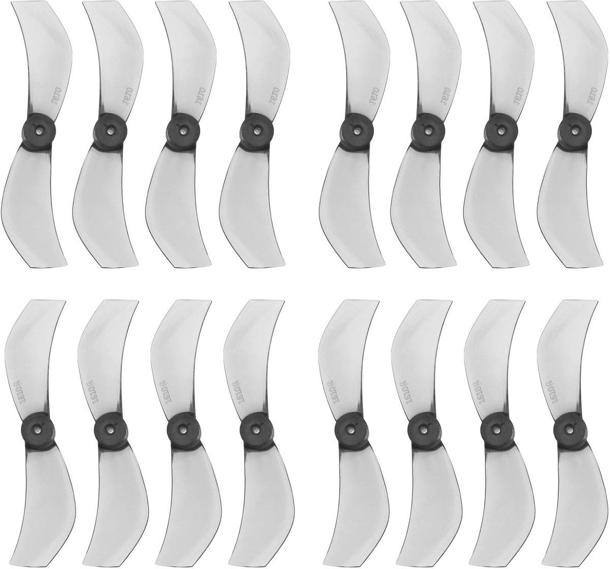 SnelShoppen - 16 Stuks 2-Blade Propellers (8CW+8CCW) 1mm Schacht Gat Geschikt voor Micro Brushless Drone Quadcopter 40mm, Grijs, Hoogwaardige PC