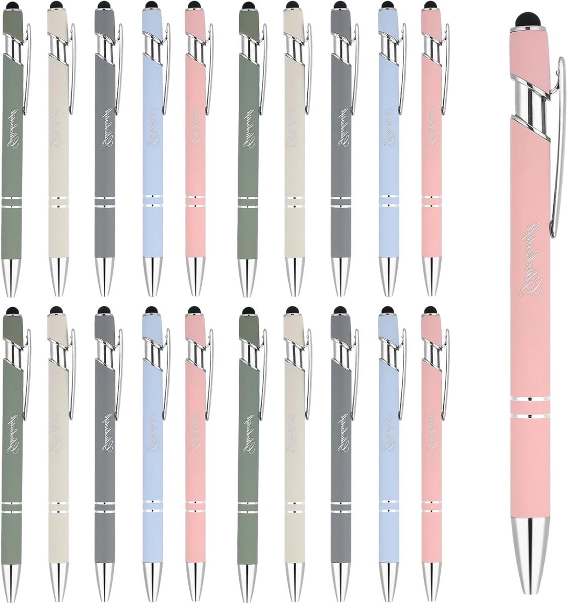 Set van 20 zwarte balpennen met touchscreen, ideaal als afscheidscadeau voor collega's en studenten, perfect voor elke gelegenheid