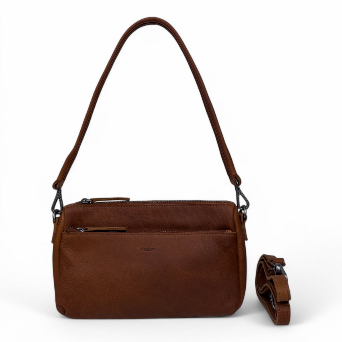 DSTRCT Kleine Crossbodytas / Schoudertas Dames - Leer - Preston Park - Zwart