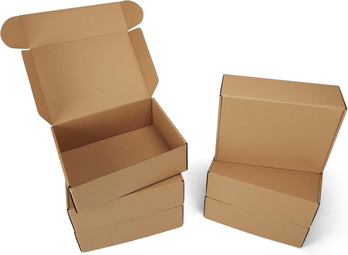 SnelShoppen - Verhuisdozen Bruin 6 Stuks, 30.5 x 22.9 x 10.2 cm, Stevige Kartonnen Dozen voor Organiseren van Kantoordocumenten en Meer