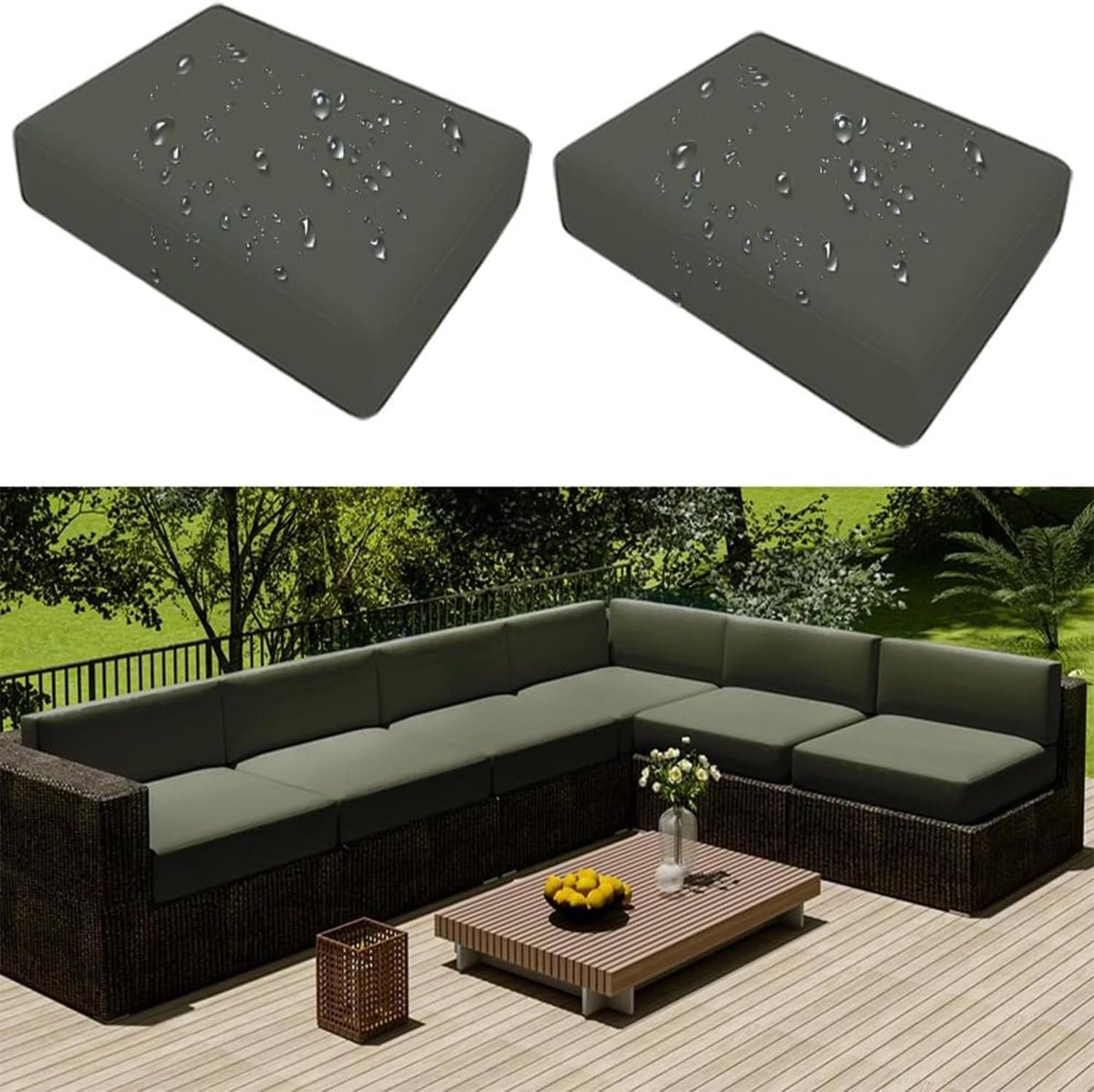SnelShoppen - Waterproof Kussenhoes voor Tuinmeubelen, 33x65x10 cm, Matcha Groen, Met Rits, Weerbestendig, Perfect voor Patio, Sofa, Camping en Buiten