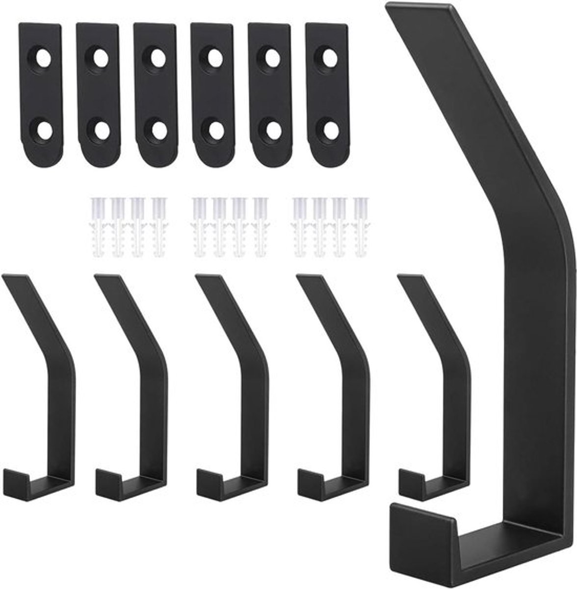 Garderobehaken voor wandmontage - set van 6 moderne haken voor jassen, mantels, caps, sjaa
