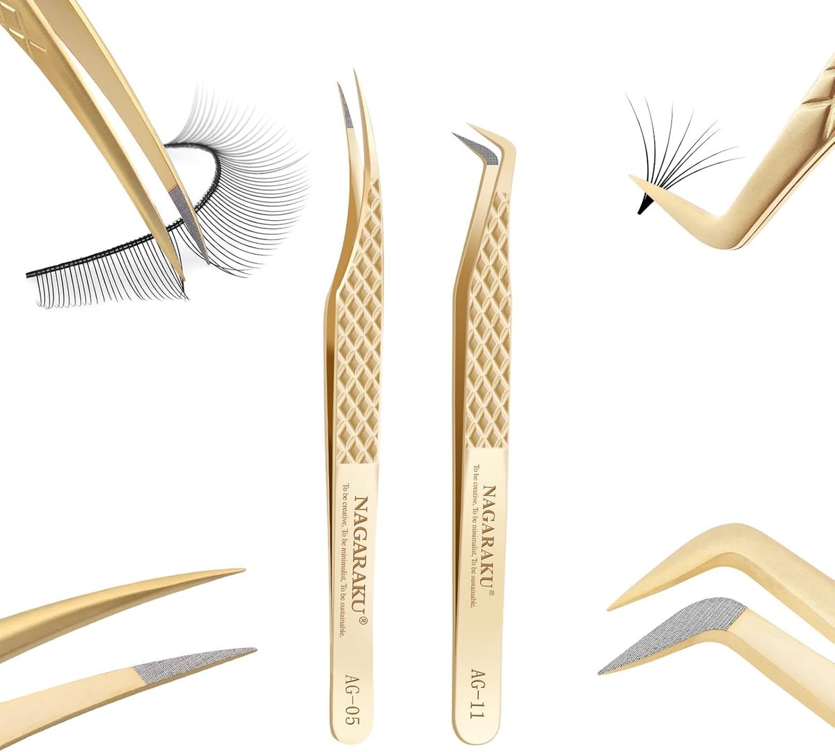 SnelShoppen - Professionele Eyelash Tweezers Set - 1 Paar Stainless Steel Volume en Dolphin Tweezers voor Nauwkeurige Wimperapplicatie - AG-05 & AG-11