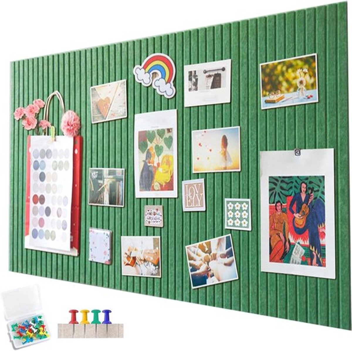 Vilten prikbord 60x40 cm - Wanddecoratie voor kantoor, keuken - Decoratief fotobord met zelfklevende functie