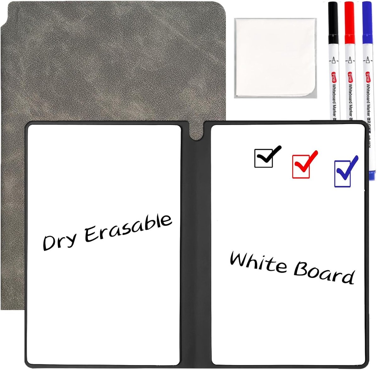 SnelShoppen - A5 Whiteboard Mini Notitieboek - Portable en Herbruikbaar - Droogafwisbaar Notitieblok met Pennen en Wisdoek - Ideaal voor Kantoor, Scho