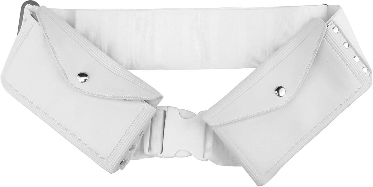SnelShoppen - Witte Belt met Pouch Pocket, Verstelbare Lengte en Platte Buckle voor Feest, Camping, Sport en Dagelijks Gebruik