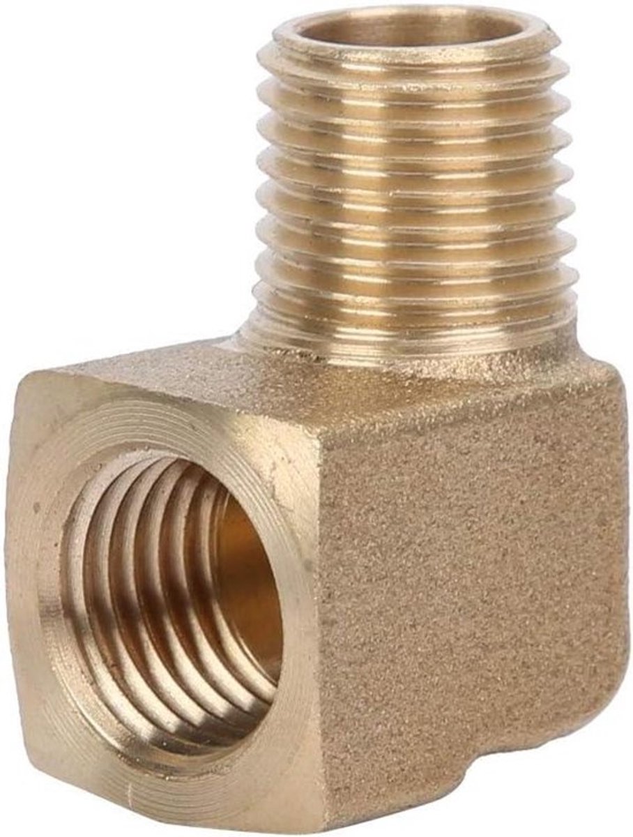 Messing 1/4" buis elleboog 90 graden - Mannelijk naar vrouwelijk 7/16 - NPT aansluiting