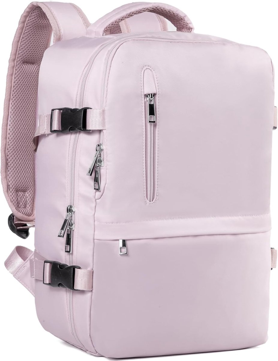SnelShoppen - Cabin Bags 40x20x25cm voor Ryanair, EasyJet, Wizz Air en KLM - Lichtpaars Handbagage Rugzak met Meerdere Compartimenten voor Weekendtrip