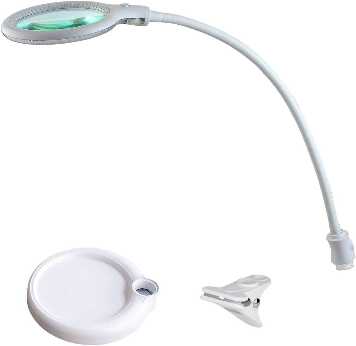 SnelShoppen - LED Vergrootlamp met Klem, 5 Dioptrieën Magnifier met Licht, 550 Lumen Bureau Lamp voor Lezen, Hobby's, Handwerken, Wit