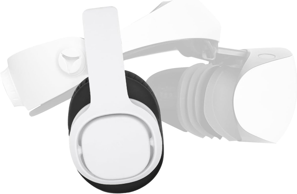 SnelShoppen - PH2 Stereo VR Hoofdtelefoon voor PS VR 2 - Clip On Ontwerp - Comfortabeler dan In-Ear Buds - 75mm x 90mm Earmuffs - Wit - Perfect voor G