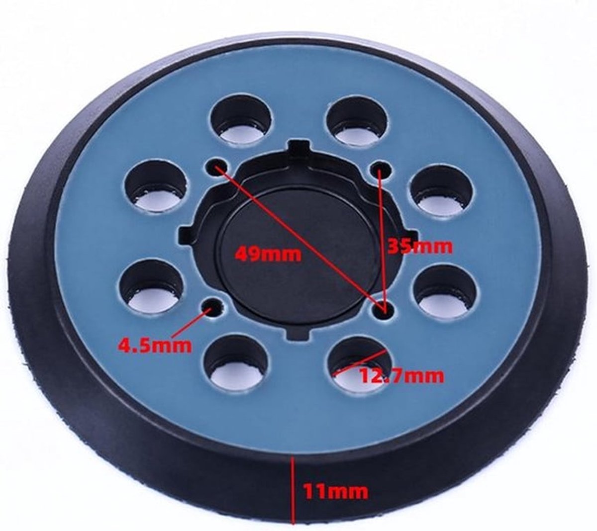 Dailygoods - 1 stuk 125 mm 8 gaten slijper steunschijf compatibel met DWE6423, 6423K, DWE6421, 6421K, DCW210B, N329079