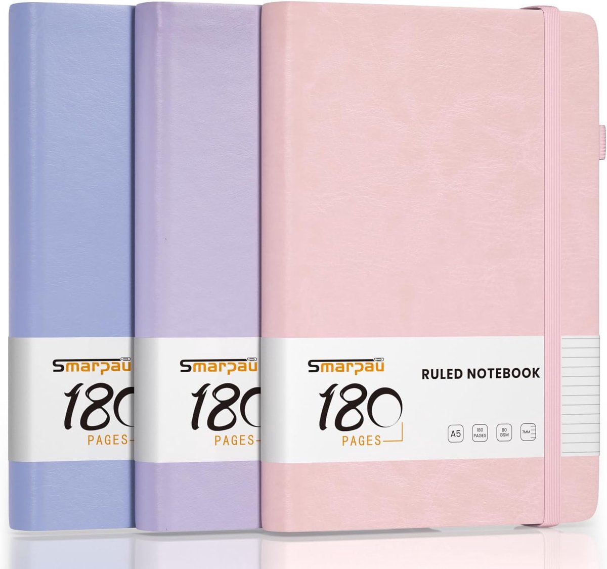 SnelShoppen - A5 Notebook Hardcover Lined Notitieboek 180 gsm 100 gsm Dikte Papier Roze Paars Blauw - Perfect voor School, Kantoor en Reizen