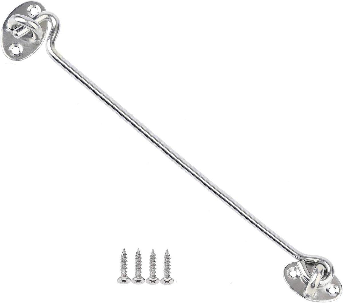 SnelShoppen - 2pcs Cabin Hook and Eye Lock - Veiligheidsdeurslot voor Kast, Schuurdeur en Poort - 30cm - Swivel Haak voor Raam en Deur - Ideaal voor B