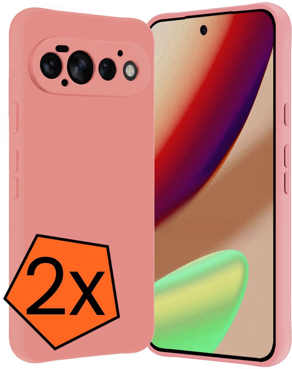 Hoes - 2 Stuks - Geschikt voor Google Pixel 11 Pro - Sterk & Shockproof - Case Siliconen - Back Cover - Telefoon Hoes - Lichtroze