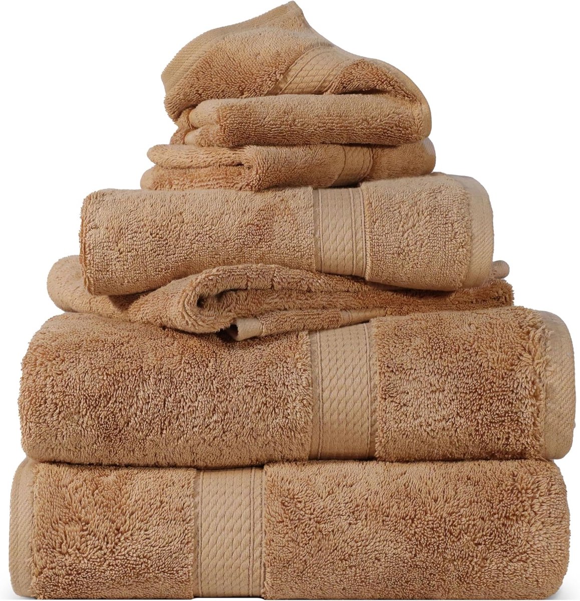 SnelShoppen - Luxe Handdoeken Set - 100% Katoen - 6-delig - Rustkleur - 2 Gezichtsdoeken 33x33cm, 2 Douchetowels 51x76cm, 2 Badhanddoeken 76x140cm - D