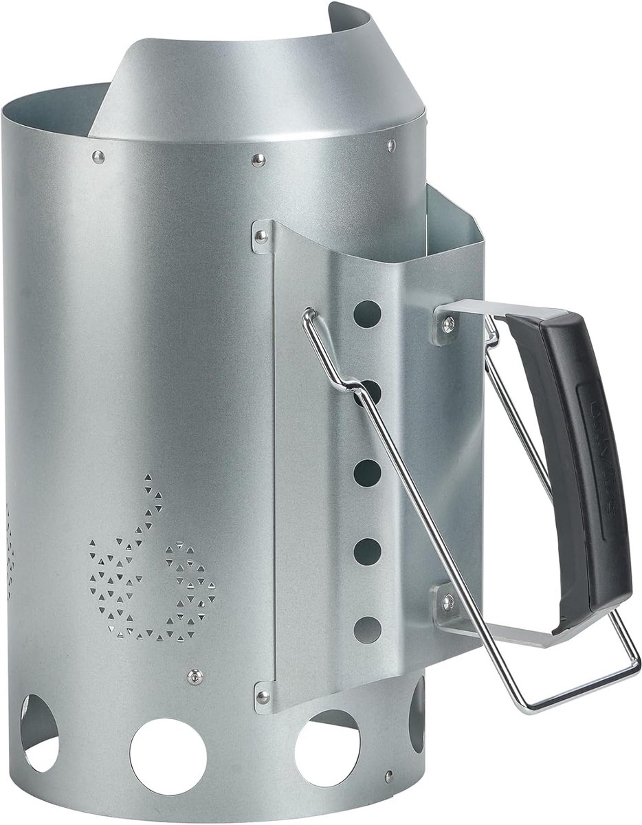 SnelShoppen - Barbecue Briquette Starter, Charcoal Starter van Staal, Grote Kolenbrander 34,5cm Hoog, Ronde Grillstarter, BBQ Starter voor Kolen en Br