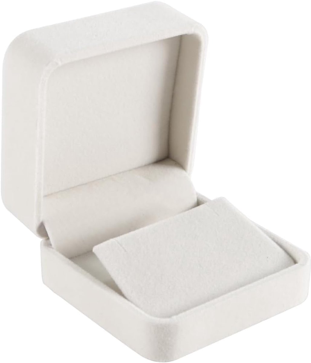 SnelShoppen - Elegante Witte Oorbellen Gift Box - Luxe Velvet Presentatiebox voor Verjaardag, Bruiloft, Moederdag - Compacte 7x7x4 cm Stud Sieraden Bo