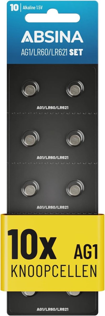 SnelShoppen - 10 x AG1 LR621 Alkaline Button Cell Batterijen - Waterproof, Lange Levensduur, Ideaal voor Horloge, Thermometer, Sleutels, Speelgoed en
