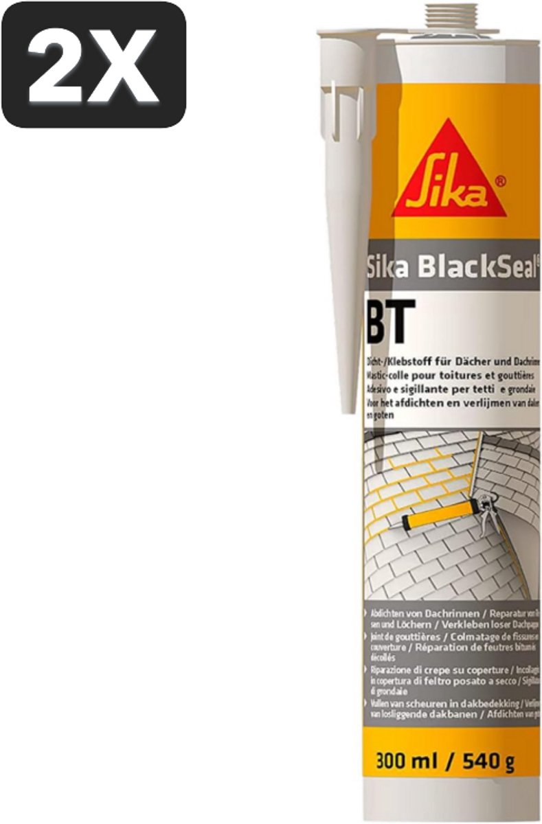 2 x Sika BlackSeal BT kit - Geschikt voor gebruik op daken en dakgoten - Massief plastic - Kneedbaar - Gebruiksklaar - 300 ml