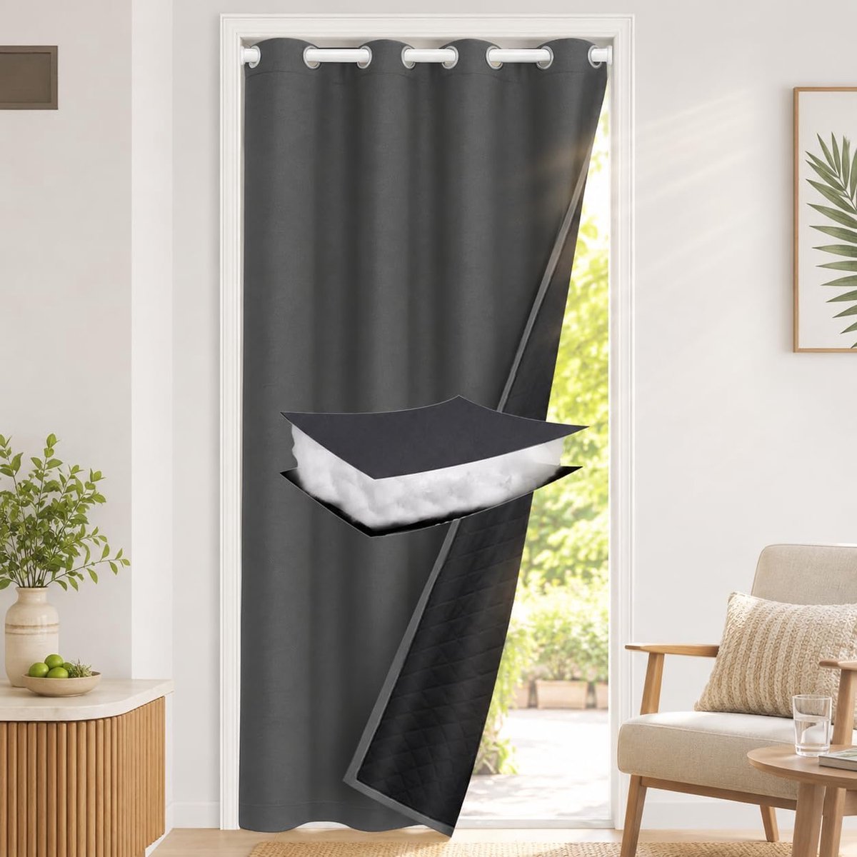 SnelShoppen - Isolatie Gordijnen Deurgordijnen Grijs 132x203 cm - Energiezuinige Raamdecoratie voor Woonkamer, Slaapkamer, Keuken en Camping