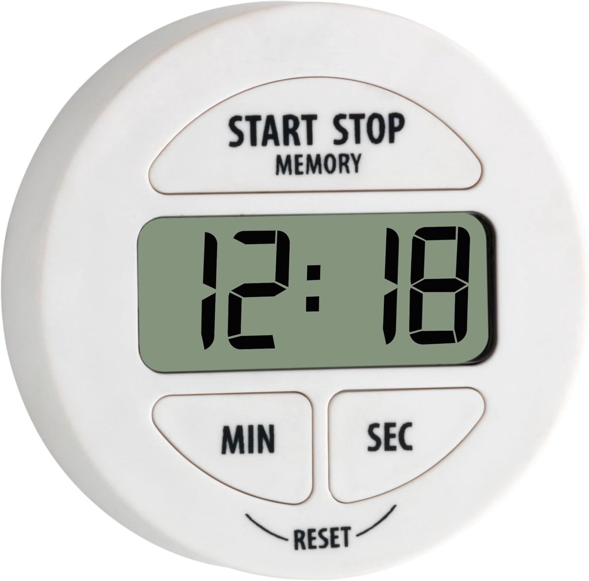 SnelShoppen - Digitale Timer en Stopwatch met Magnetische Bevestiging, Geheugenfunctie, Compact en Handig, Wit, Plastic, 55x17x55 mm voor Keuken, Koke