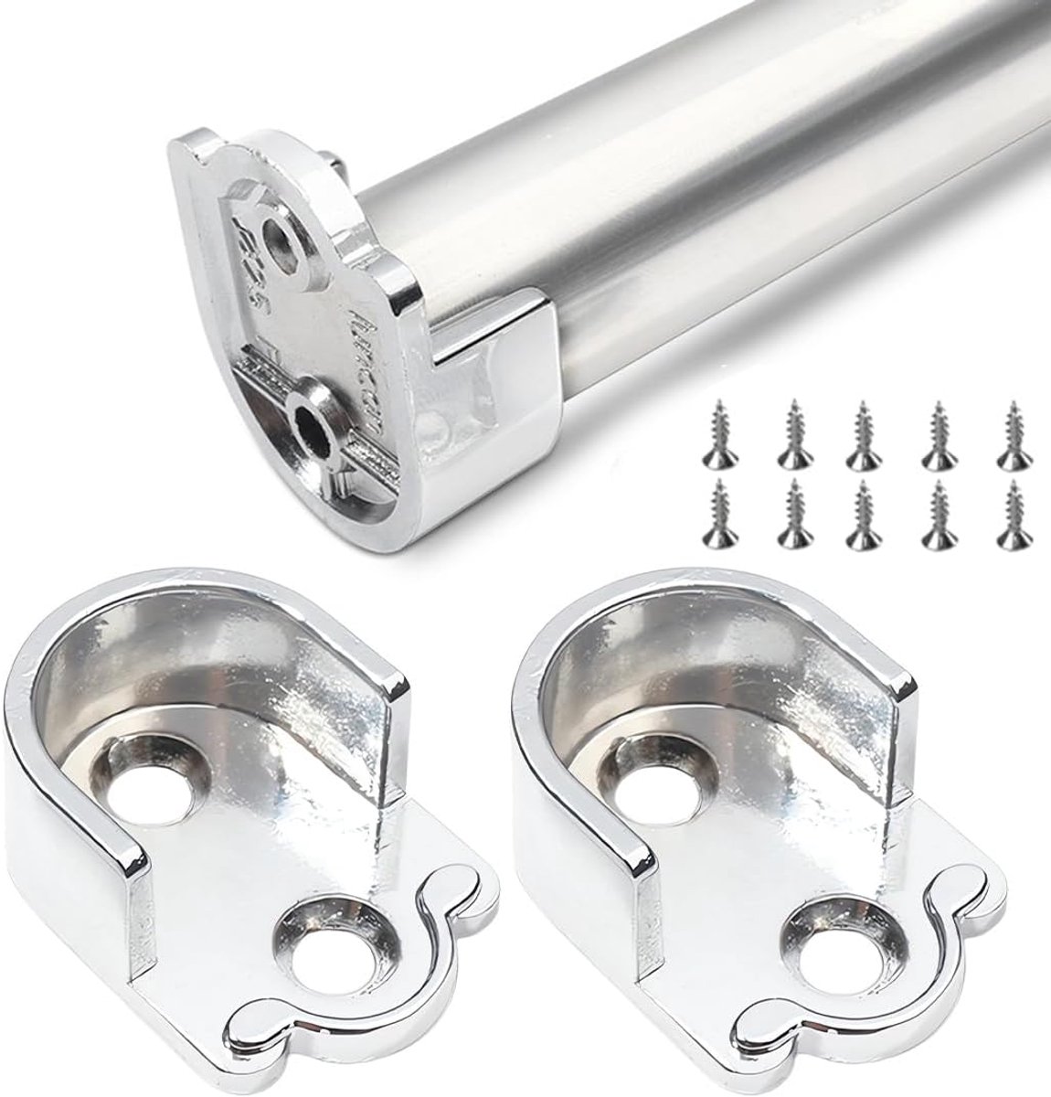 SnelShoppen - 2 Pcs U Vorm Kastbuis Beugels, Zij Tube Houder voor Armario Rod, Duurzame Zinklegering Flens Bar Houder, Ideaal voor Keuken, Kledingkast