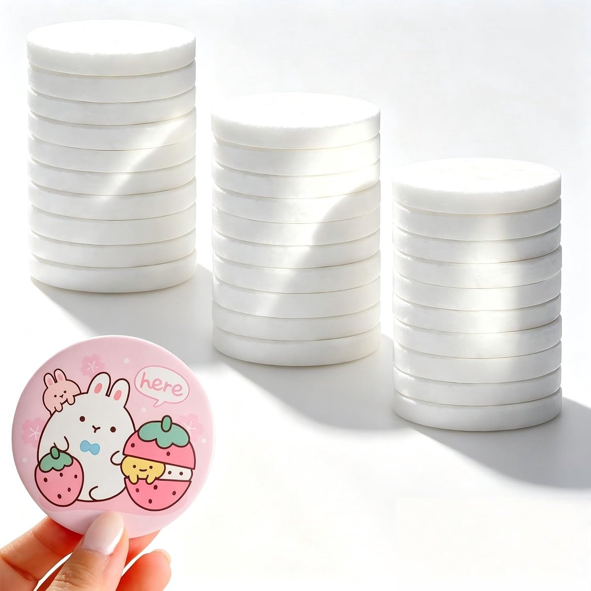 SnelShoppen - 30 Stuks Vlakke Verfstenen voor Schilderen, 2 Inch Diameter, Natuurlijke Witte Ronde Kiezels, Decoratieve Stenen voor Creatieve Klussen,