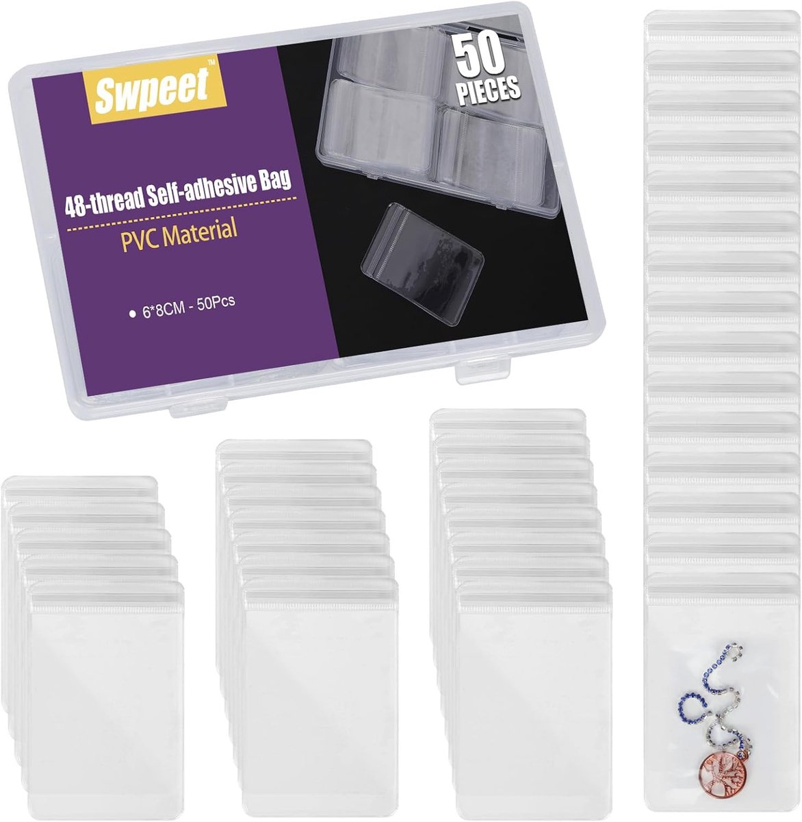SnelShoppen - Transparante Zelfklevende Tassen voor Verpakking, Cookies, Foto's - 6x8CM - Ideaal voor Feesten, Cadeaus en Organisatie