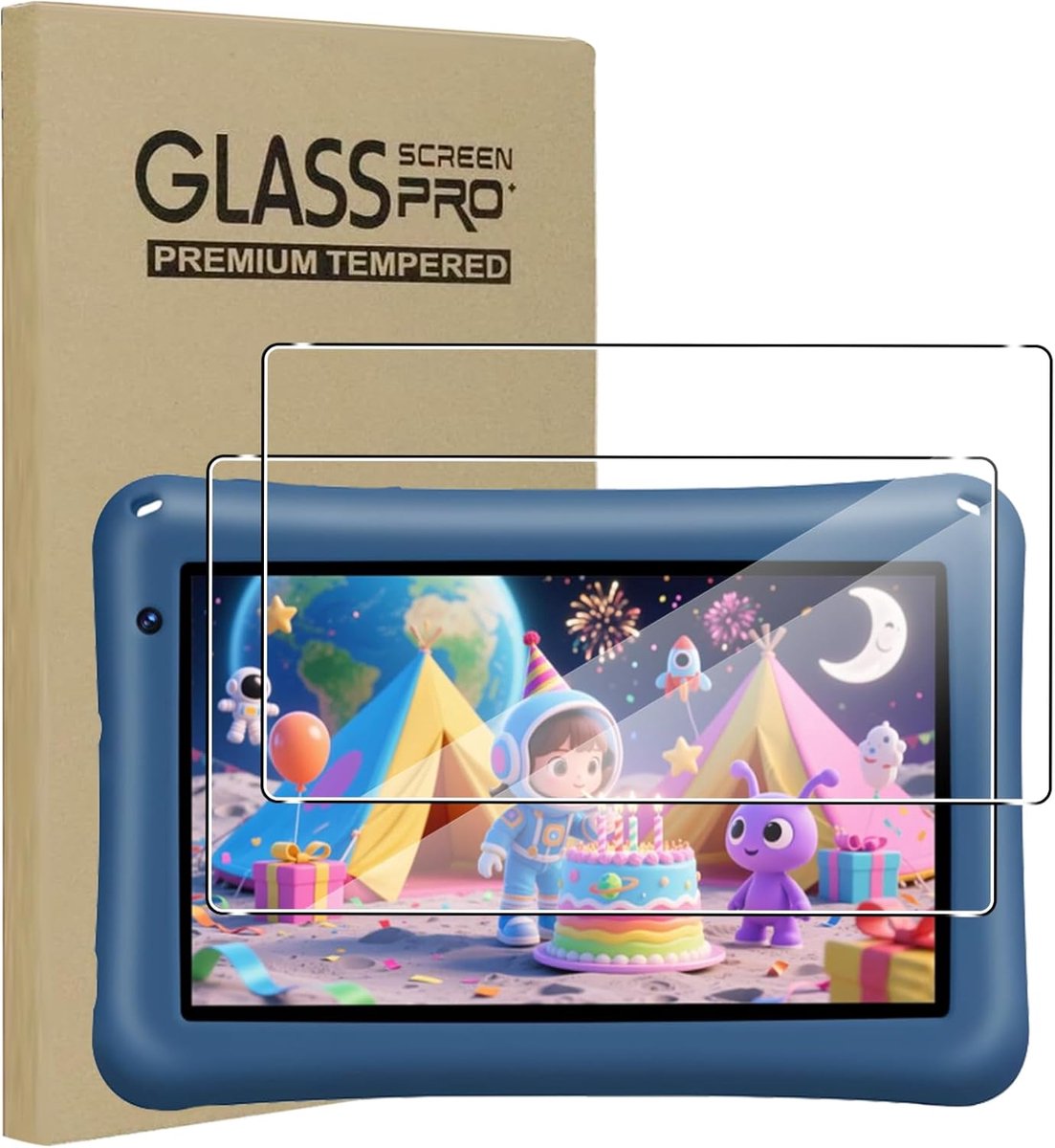 SnelShoppen - 2 stuks Beschermfolie voor Kindertablet 7 Inch, 9H Hardheid Pantserfolie, Anti-Krassen, Anti-Luchtbellen, HD-Displaybescherming