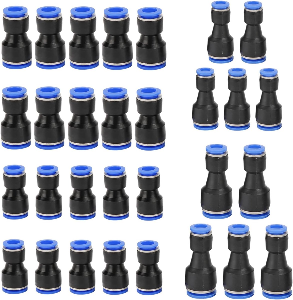 SnelShoppen - 30pcs Pneumatische Verbinders 4-8mm, 6-8mm, 8-10mm, Snelle Koppeling, Luchtdruk Fittingen, Compressed Air Connector voor Luchtslangen