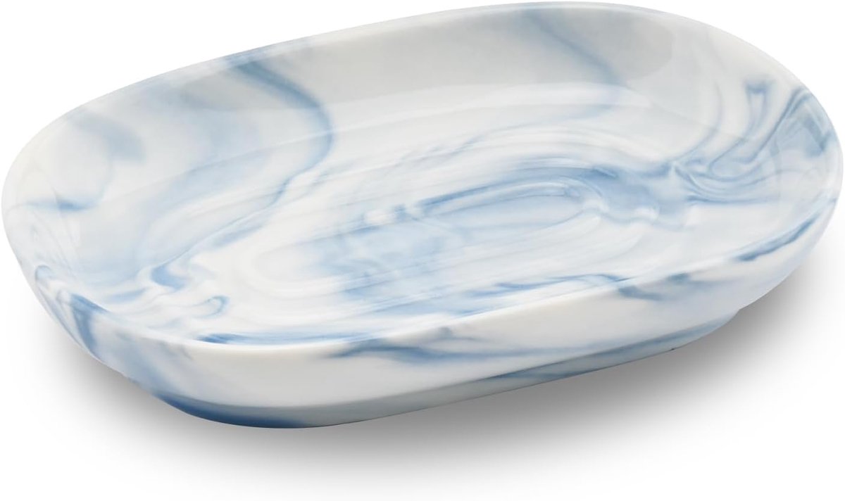 SnelShoppen - Ceramic Soap Dish - Elegante Marmeren Zeepdispenser, Antislip, Duurzaam en Milieuvriendelijk, Voor Badkamer, Keuken en Douche, Blauw
