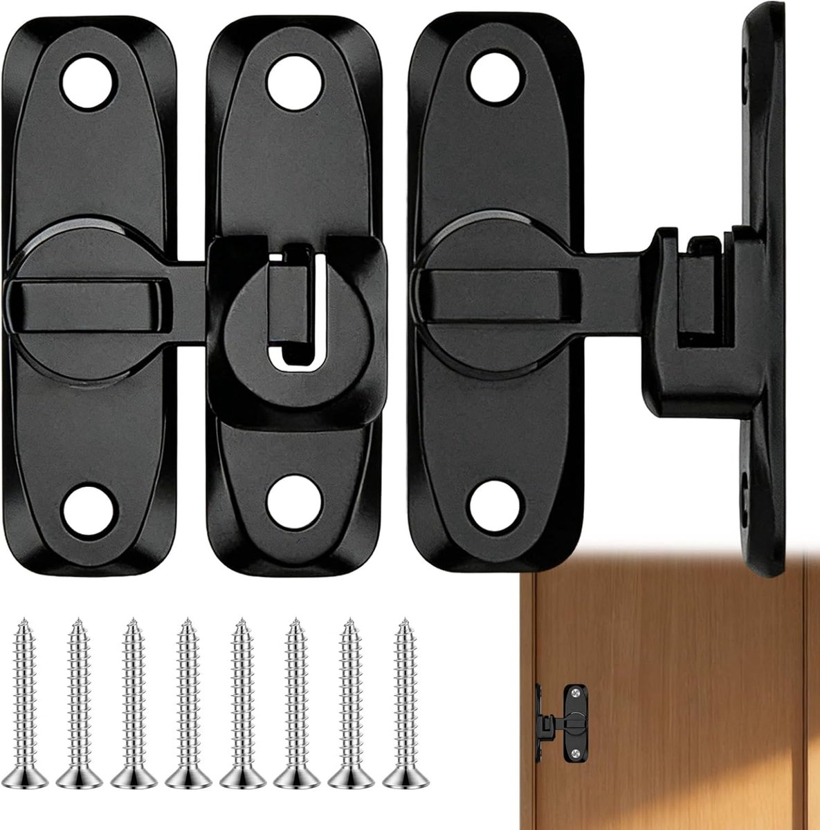 SnelShoppen - 2 Stuks Schuifdeurslot 90/180 Graden, Sleutel Slot voor Tuin, Keuken, Ramenz, Aluminium Legering, Zwart - Veiligheid voor Binnen en Buit